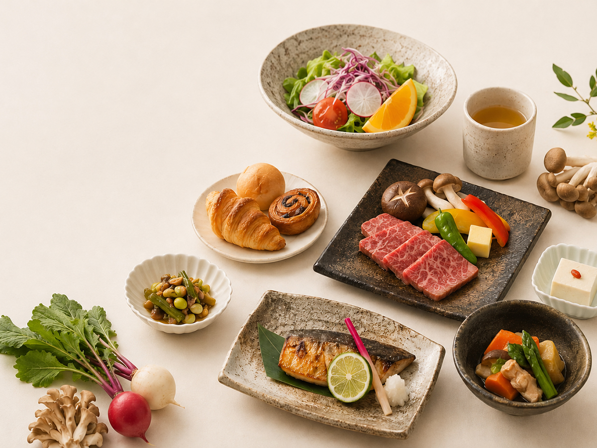 白馬サンバレーホテル — 長野県白馬村神城・五竜いいもりゲレンデ前 · 信州の食材を使った食事の一例
